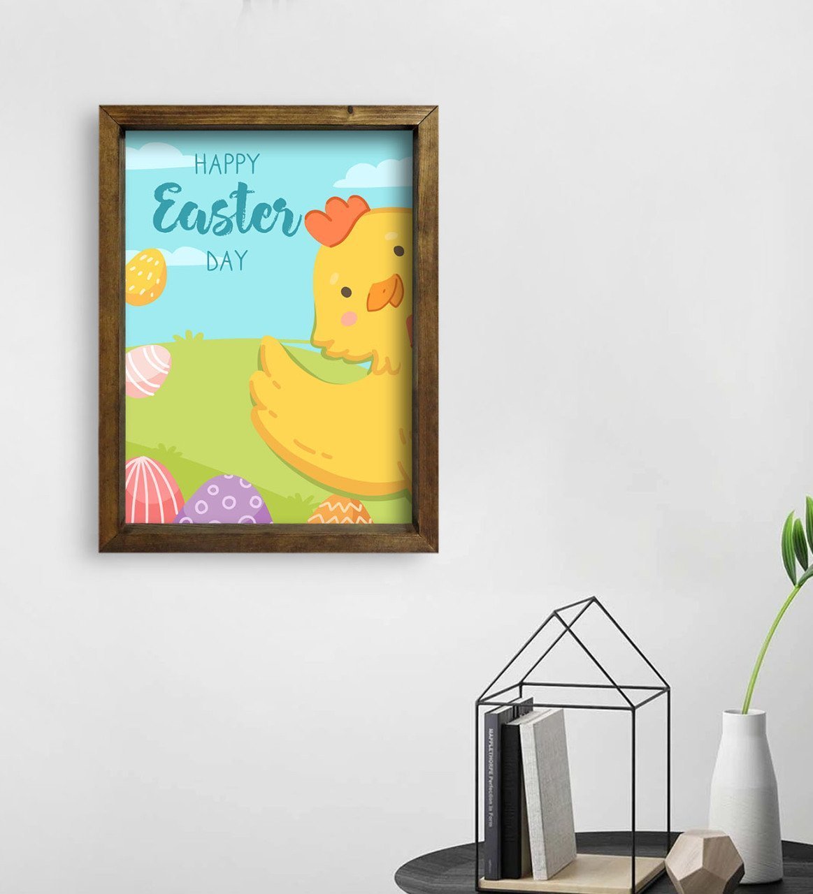 BK Gift Paskalya Bayramı Doğal Masif Ahşap Çerçeveli Tablo 45x65cm-5