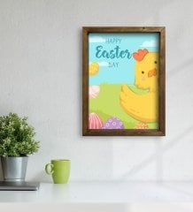 BK Gift Paskalya Bayramı Doğal Masif Ahşap Çerçeveli Tablo 45x65cm-5