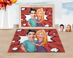 Kişiye Özel Sevgililer Karikatürlü 1000 Parça Profesyonel Puzzle-80