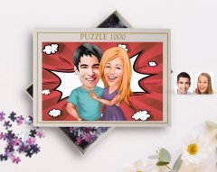 Kişiye Özel Sevgililer Karikatürlü 1000 Parça Profesyonel Puzzle-80