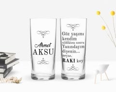 Kişiye Özel Renkli Baskılı Rakı Koy Tasarımlı İkili Rakı Bardağı Seti-1