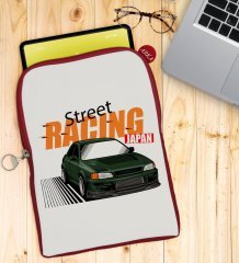 BK Gift Street Racing Tasarımlı Taşınabilir Koruyucu Tablet Kılıfı & Organizer Çanta - Kırmızı-1