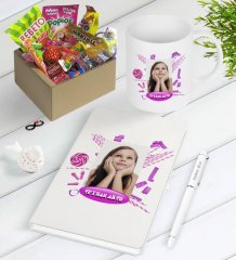 Kişiye Özel Fotoğraflı Doğum Günü Nostaljik Lezzetler Defter Kalem Kupa Seti-4