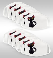 10 Adet Yıkanabilir Beyaz Çocuk Maske-6