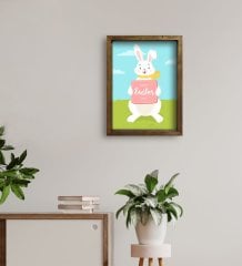 BK Gift Paskalya Bayramı Doğal Masif Ahşap Çerçeveli Tablo 45x65cm-4