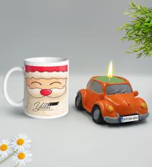 Yılbaşı Hediyesi BK Gift Kişiye Özel Yeni Yıl Tasarımlı Beyaz Kupa Bardak ve Plakalı Nostaljik Vosvos Mum Hediye Seti-9, Sevgiliye, Arkadaşa Hediye