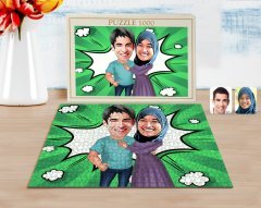 Kişiye Özel Sevgililer Karikatürlü 1000 Parça Profesyonel Puzzle-61