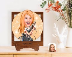 Kişiye Özel Kadın Kuaför Karikatürlü Ahşap Standlı 3D Biblo-2