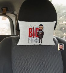 Kişiye Özel Erkek Big Boss Karikatürlü Dikdörtgen Araç Koltuk Yastığı-4