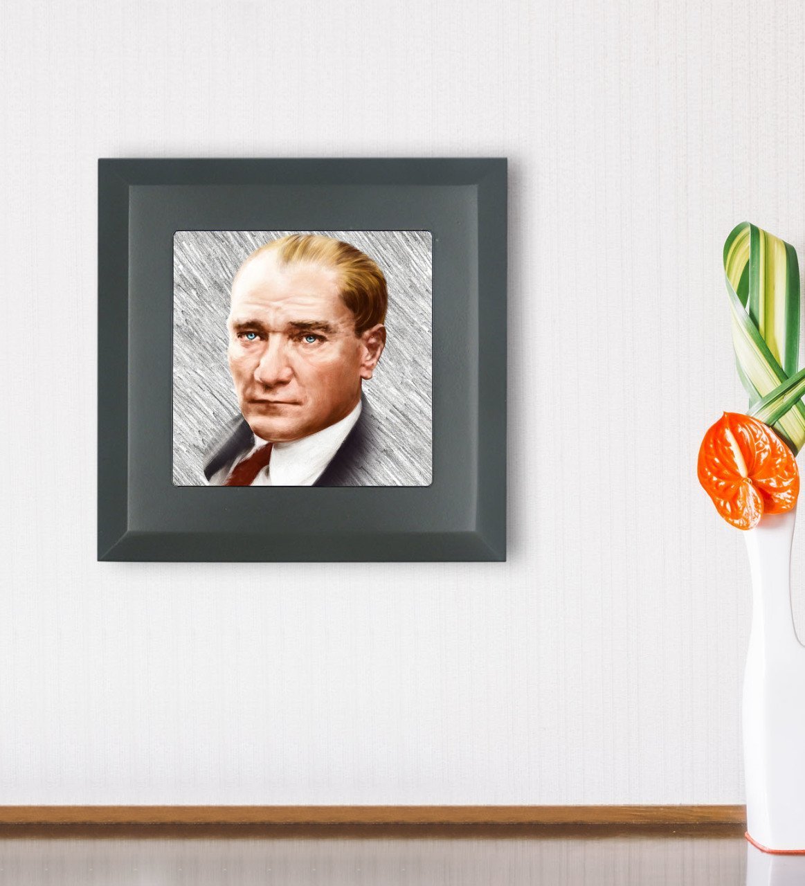 BK Gift Atatürk Tasarımlı Ahşap Çerçeveli Taş Duvar Dekoru-34