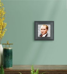 BK Gift Atatürk Tasarımlı Ahşap Çerçeveli Taş Duvar Dekoru-34