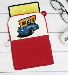 BK Gift Street Racer Tasarımlı Taşınabilir Koruyucu Tablet Kılıfı & Organizer Çanta - Kırmızı-1