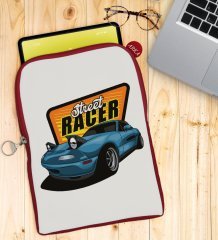 BK Gift Street Racer Tasarımlı Taşınabilir Koruyucu Tablet Kılıfı & Organizer Çanta - Kırmızı-1