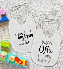 BK Kids Oflu Tasarımlı 2’li Beyaz Mama Önlüğü-1