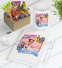 Kişiye Özel Fotoğraflı Doğum Günü Nostaljik Lezzetler Defter Kalem Kupa Seti-3
