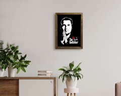 Kişiye Özel Godfather Baba Tasarımlı Doğal Masif Ahşap Çerçeveli Tablo 45x65cm-1