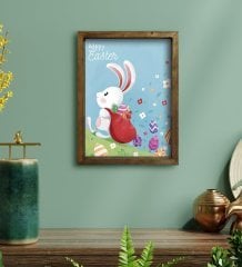 BK Gift Paskalya Bayramı Doğal Masif Ahşap Çerçeveli Tablo 45x65cm-3
