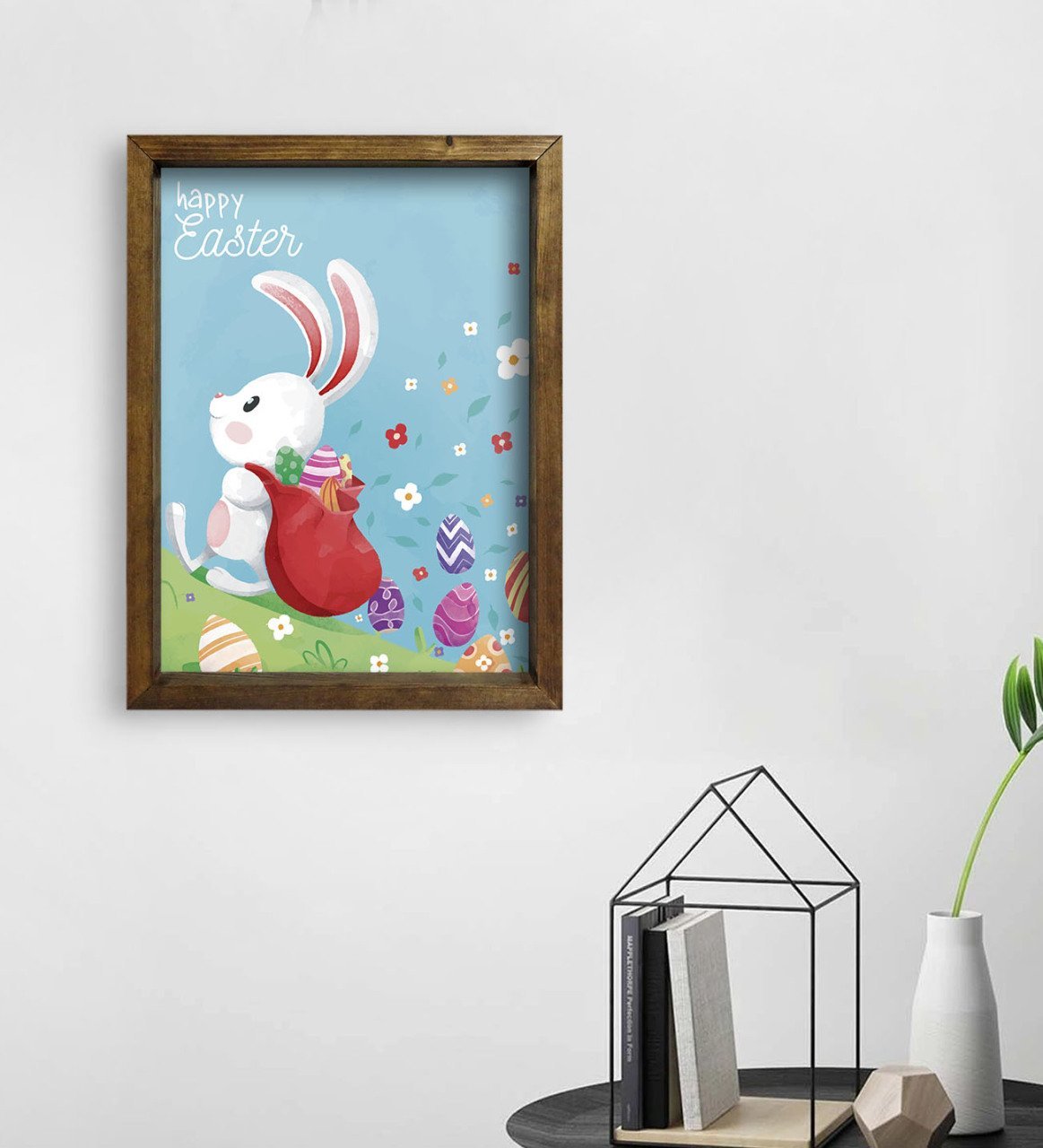 BK Gift Paskalya Bayramı Doğal Masif Ahşap Çerçeveli Tablo 45x65cm-3
