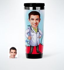 Kişiye Özel Bay Doktor Karikatürlü Çelik Termos Bardak - 1