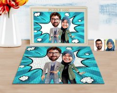 Kişiye Özel Sevgililer Karikatürlü 1000 Parça Profesyonel Puzzle-60