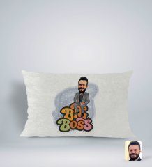 Kişiye Özel Erkek Big Boss Karikatürlü Dikdörtgen Araç Koltuk Yastığı-3