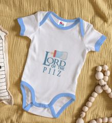 BK Kids Lord Of The Piiz Tasarımlı Mavi Bebek Body Zıbın-1 6 - 9 Ay