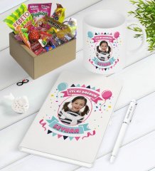 Kişiye Özel Fotoğraflı Doğum Günü Nostaljik Lezzetler Defter Kalem Kupa Seti-2
