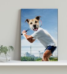 Evcil Dostlara Özel Tenis Oyuncusu Tasarımlı Portre Kanvas Tablo 30x50cm-4