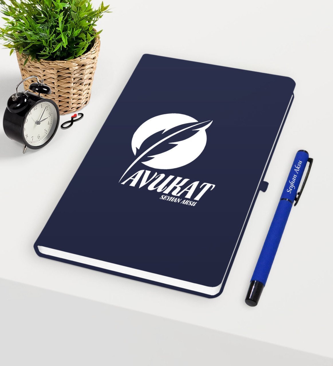 Kişiye Özel Avukat Temalı Lacivert Defter Kalem Seti - 12