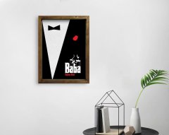 BK Home İsme Özel Godfather Baba Tasarımlı Doğal Masif Ahşap Çerçeveli Tablo-13