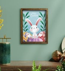 BK Gift Paskalya Bayramı Doğal Masif Ahşap Çerçeveli Tablo 45x65cm-2