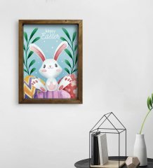 BK Gift Paskalya Bayramı Doğal Masif Ahşap Çerçeveli Tablo 45x65cm-2