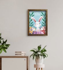 BK Gift Paskalya Bayramı Doğal Masif Ahşap Çerçeveli Tablo 45x65cm-2