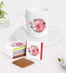 Kişiye Özel Sevgililer Günü Türk Kahvesi Fincanı ve Madlen Çikolata Seti-7