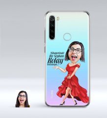 Kişiye Özel Bayan Kolay Yetişmiyor Karikatürlü Xiaomi Redmi Note 8 İnce Şeffaf Silikon Telefon Kapağı-1