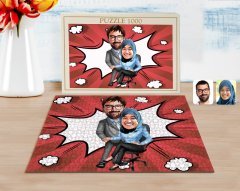 Kişiye Özel Sevgililer Karikatürlü 1000 Parça Profesyonel Puzzle-59