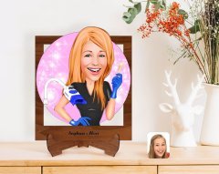 Kişiye Özel Kadın Güzellik Uzmanı Karikatürlü Ahşap Standlı 3D Biblo-2