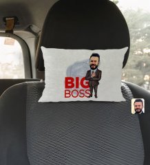 Kişiye Özel Erkek Big Boss Karikatürlü Dikdörtgen Araç Koltuk Yastığı-2