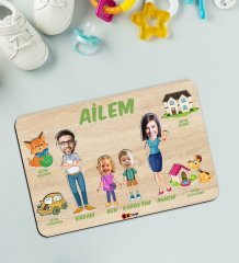 BK Toys Çocuklara Özel Ailem Konseptli(4 Kişilik) Ahşap Eğitici Yapboz Puzzle-Model 4