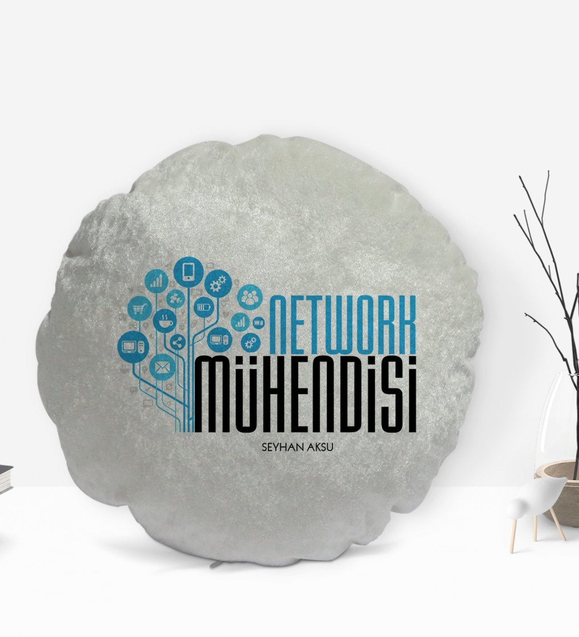 Kişiye Özel İsimli Network Mühendisi Tasarımlı Dekoratif Kırlent Yastık-1