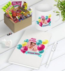 Kişiye Özel Fotoğraflı Doğum Günü Nostaljik Lezzetler Defter Kalem Kupa Seti-1