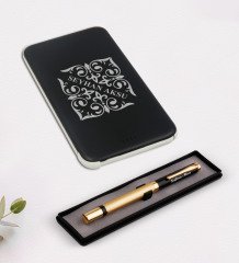 Kişiye Özel İsimli Lüks Siyah Kalem ve 5.000 Mah Powerbank Hediye Seti-10