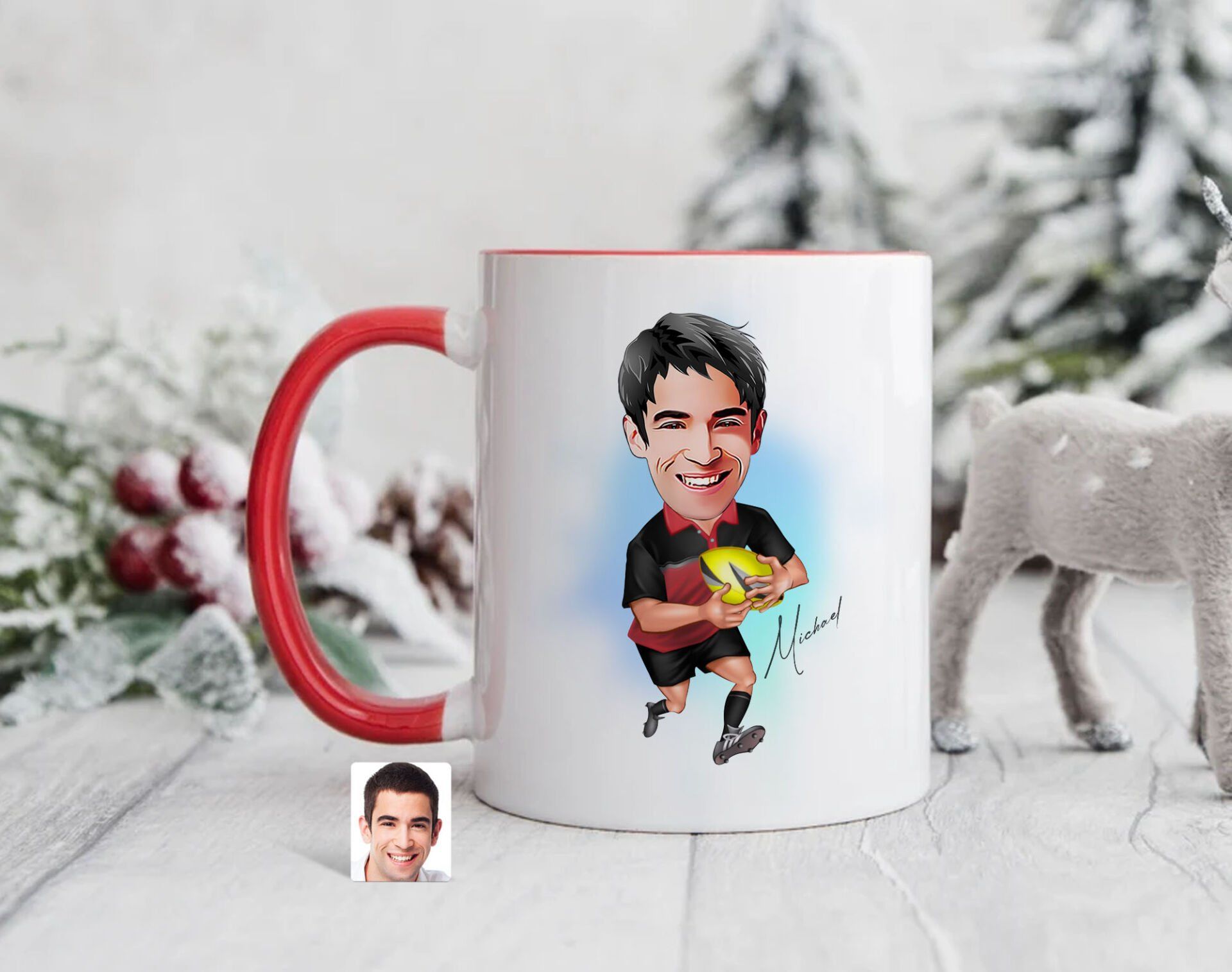 Bk Gift Kişiye Özel Amerikan Futbolcusu Karikatürlü Kırmızı Kupa Bardak-14, Sevgiliye Hediye, Arkadaşa Hediye