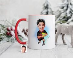 Bk Gift Kişiye Özel Amerikan Futbolcusu Karikatürlü Kırmızı Kupa Bardak-14, Sevgiliye Hediye, Arkadaşa Hediye