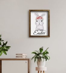 BK Gift Paskalya Bayramı Doğal Masif Ahşap Çerçeveli Tablo 45x65cm-1
