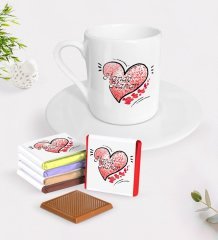 Kişiye Özel Sevgililer Günü Türk Kahvesi Fincanı ve Madlen Çikolata Seti-6