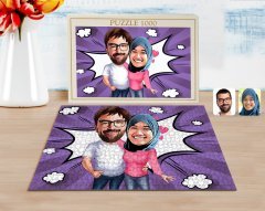 Kişiye Özel Sevgililer Karikatürlü 1000 Parça Profesyonel Puzzle-58