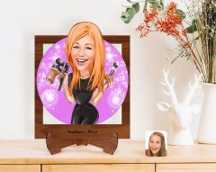 Kişiye Özel Kadın Güzellik Uzmanı Karikatürlü Ahşap Standlı 3D Biblo-1