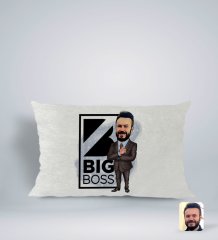 Kişiye Özel Erkek Big Boss Karikatürlü Dikdörtgen Araç Koltuk Yastığı-1