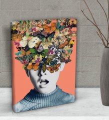 BK Gift İnsan ve Kelebekler Tasarımlı Dekoratif Mini Kanvas Tablo 15x20cm-1